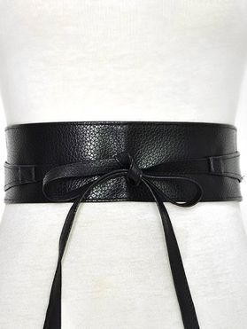 PU Tie Bowknot Shirt Dress Decoration Wide Waist Belt