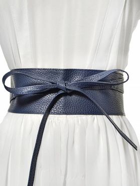 PU Tie Bowknot Shirt Dress Decoration Wide Waist Belt