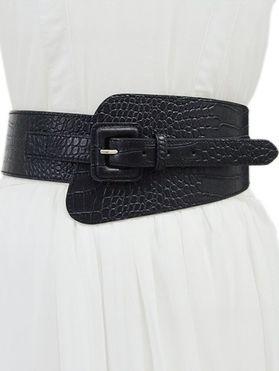 Shirt Dress Descoration Croc Textured PU Adjustable Waist Belt