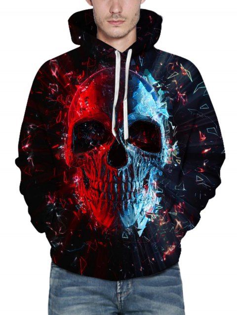 Gothic Hoodie Skull Pattern Drawstring Pocket Long Sleeve Sweatshirt With Hood