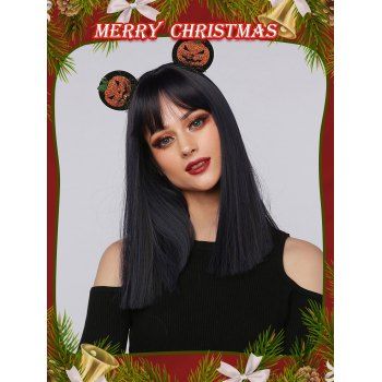 

Long Full Bang Highlight Straight Synthetic Cosplay Wig, Graphite black