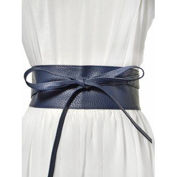 

PU Tie Bowknot Shirt Dress Decoration Wide Waist Belt, White