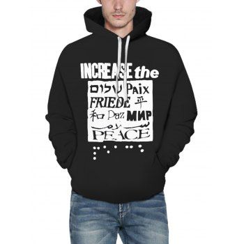 

Letter Print Graphic Hoodie Kangaroo Pocket Drawstring Casual Hoodie, Multicolor