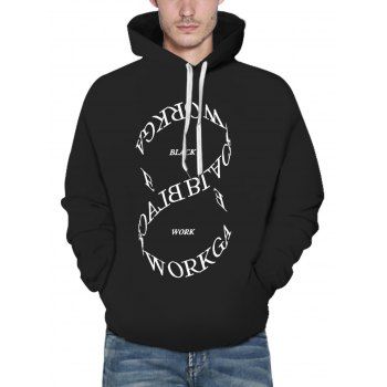 

Letter Print Hoodie Drawstring Pocket Casual Long Sleeve Sweatshirt With Hood, Multicolor