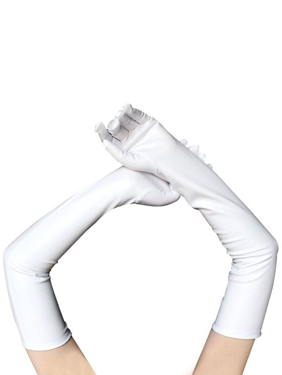Gants Longs Doigts Découverts - Blanc 