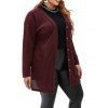 Plus Size Textured Long Knit Button Up Cardigan Front Pockets Solid Color Knitted Cardigan - DEEP RED 3XL