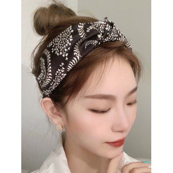 

Hair Accessory Printed Crossover Wide Hairband, Black