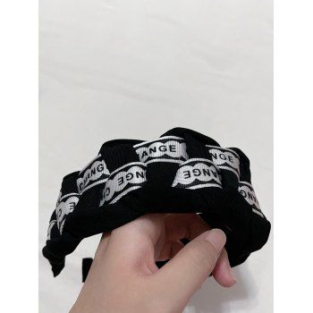 

Letter Print Twisted Wide Hairband Hair Accessory, White