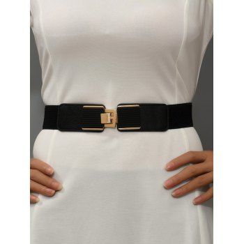 

Metal Buckle Elastic Waist Belt Shirt Dress Decoration, Black