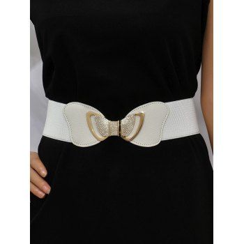 

Sparkly Rhinestone Butterfly Buckle Elastic Waist Belt Shirt Dress Decoration, White
