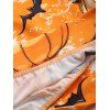 Halloween Hoodie Pumpkin Witch Hat Ghost Spider Print Long Sleeve Pockets Longline Sweatshirt With Hood - DARK ORANGE 3XL