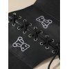 Bear Embroidery Lace Up Decorative Elastic Wide Waist Belt - BLACK 