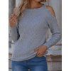 Cut Out Raglan Sleeve Sweater Artificial Pearl Crew Neck Pullover Sweater - GRAY L