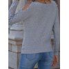 Cut Out Raglan Sleeve Sweater Artificial Pearl Crew Neck Pullover Sweater - GRAY L