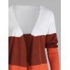 Cardigan Tricoté Ouvert en Avant en Blocs de Couleurs Patch avec Poche à Manches Longues - multicolor L