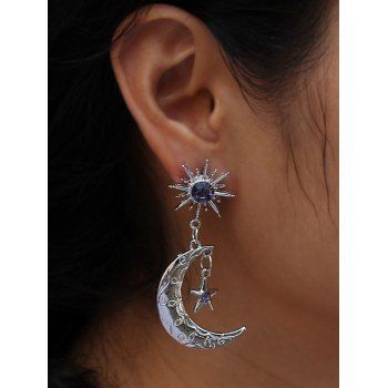 Artificial Crystal Celestial Sun Moon Star Drop Earrings