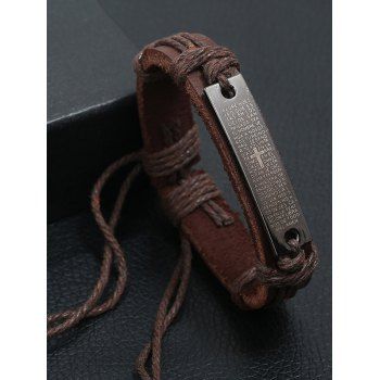 Fashion Women Retro Letter Metal Ropes Round Faux Leather Bracelet For Men Jewelry Online Brown