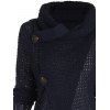 Tulip Hem Turtleneck Crochet Sweater Mock Button Long Sleeve Solid Color Sweater - DEEP BLUE XL