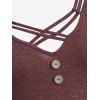 Plus Size Crisscross Button Lace Panel T-shirt - FIREBRICK 1X