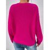 Twist Front Drop Shoulder Geometric Cable Knit Long Sleeve High Low Plunge Sweater - RED L