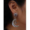 Boucles D'Oreilles Pendantes Etoile Lune Soleil avec Cristal Artificiel - Argent 1 PAIR