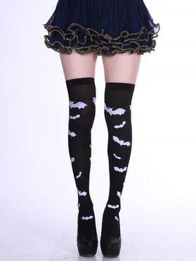 Chaussettes D'Halloween Gothique Elastique Motif de Chauve-souris