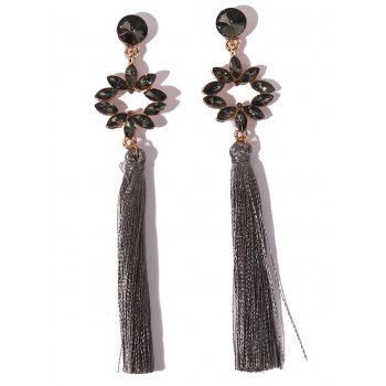 

Rhinestone Flower Tassel Hanging Earrings, Black