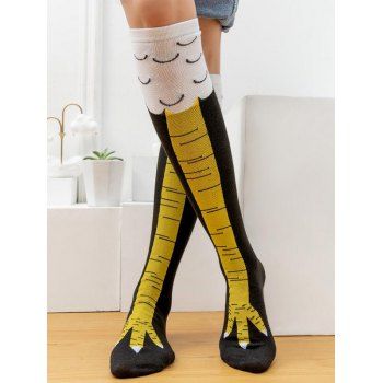 

Funny Paw Print Colorblock High Socks, Yellow