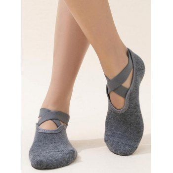 Tribal Pattern Cross Yoga Sports Anti Slip Ankle Socks Gray