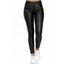 Pantalon Long Moulant Zippé en Couleur Unie en PU avec Poches - Rouge foncé XL