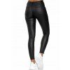 Pantalon Long Moulant Zippé en Couleur Unie en PU avec Poches - Noir M