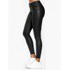 Pantalon Long Moulant Zippé en Couleur Unie en PU avec Poches - Noir M