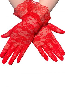 Sheer Flower Lace Short Gloves