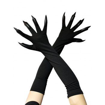 

Halloween Nails Witch Cosplay Costume Long Gloves, Black