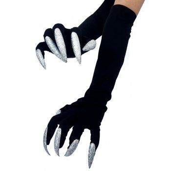 

Halloween Nails Witch Cosplay Costume Long Gloves, Silver