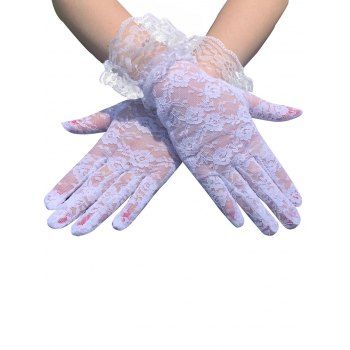 

Sheer Flower Lace Short Gloves, White