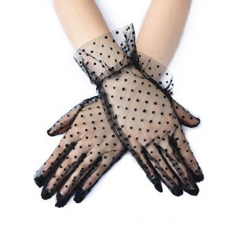 

Swiss Dots Breathable Short Sheer Mesh Gloves, Black