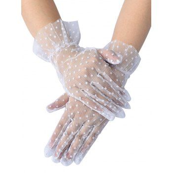 

Swiss Dots Breathable Short Sheer Mesh Gloves, White