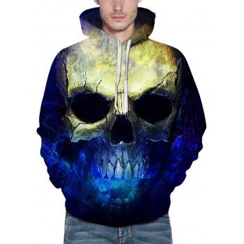 

Skull Painting Print Drawstring Hoodie Kangaroo Pocket Drop Shoulder Casual Hoodie, Multicolor