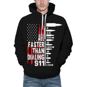 

American Flag Slogan Bullets Print Graphic Hoodie Casual Drawstring Kangaroo Pocket Hoodie, Multicolor