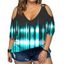 Plus Size T Shirt Printed T Shirt Cold Shoulder Plunging Neck O Ring Casual Tee - RED 5XL