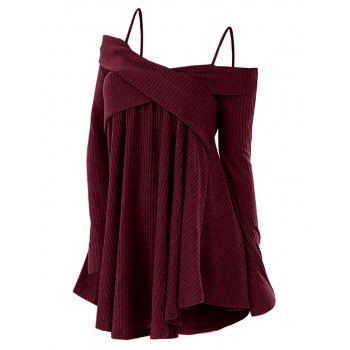 

Cold Shoulder Crisscross Tunic Sweater, Deep red