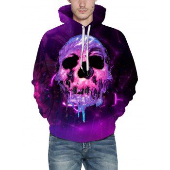 

Halloween Drip Skull 3D Print Hoodie Kangaroo Pocket Drawstring Casual Hoodie, Multicolor