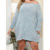 Plus Size Sweater Heather Sweater Skew Neck Long Sleeve Long Pullover Sweater - LIGHT GRAY 3XL