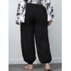 Pantalon à Taille Haute à Nœud Papillon en Couleur Solide Grande Taille - Noir 3XL