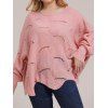 Plus Size Sweater Batwing Sleeve Asymmetric Sweater Hollow Out Solid Color Curve Sweater - LIGHT PINK 2XL