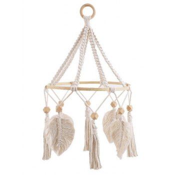 

2 Pcs Weave Fringe Leaf Hanging Home Decor, White