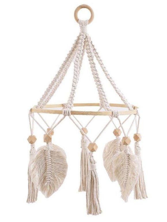 2 Pièces Décor Maison Feuilles Tressées à Suspendre - Blanc 