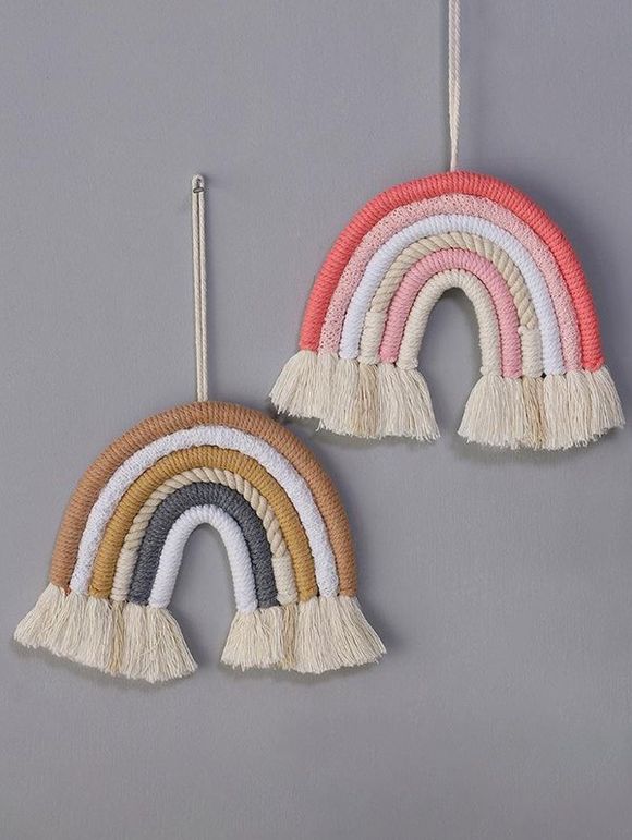 2 Pièces Pompons Colorés à Suspendre Au Mur Motif Arc-En-Ciel Décor Maison - multicolor 