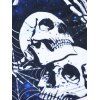 Halloween Hoodie Dress Galaxy Skeleton Skull Print Drawstring Long Sleeve A Line Mini Hooded Dress - DEEP BLUE S